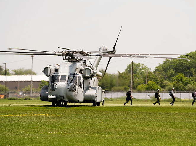 USMC CH‑53K lands at GE Aerospace in Massachusetts