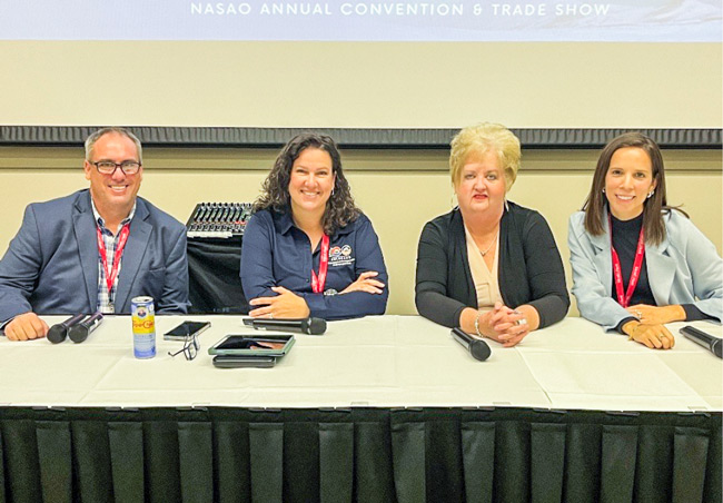 Katia Veraza, VAI’s assistant director of state government affairs and regional relations (far right) at the NASAO conference last week with Mike McHugh (North Dakota Aeronautics Commission), Hetty Carlson (Colorado Division of Aeronautics), and Paula Kedy (Oklahoma Department of Aerospace and Aeronautics).